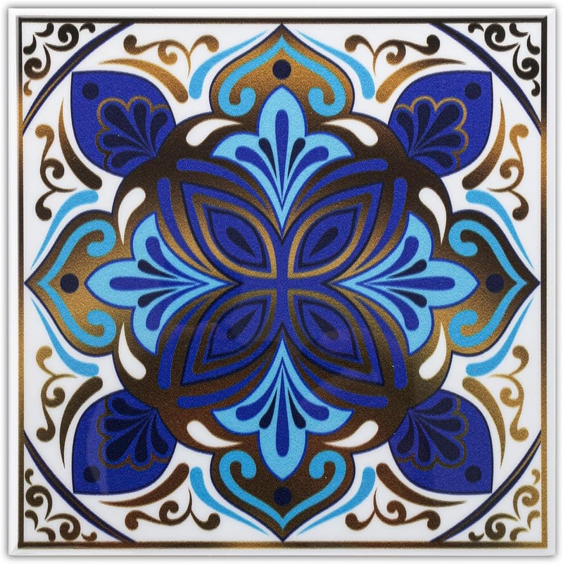 DICOFUN 32 Moroccan Tile Peel and Stick Backsplash, 6" x 6" Waterproof Mandala Stick on Wall Tiles (Style 3) - Image 1